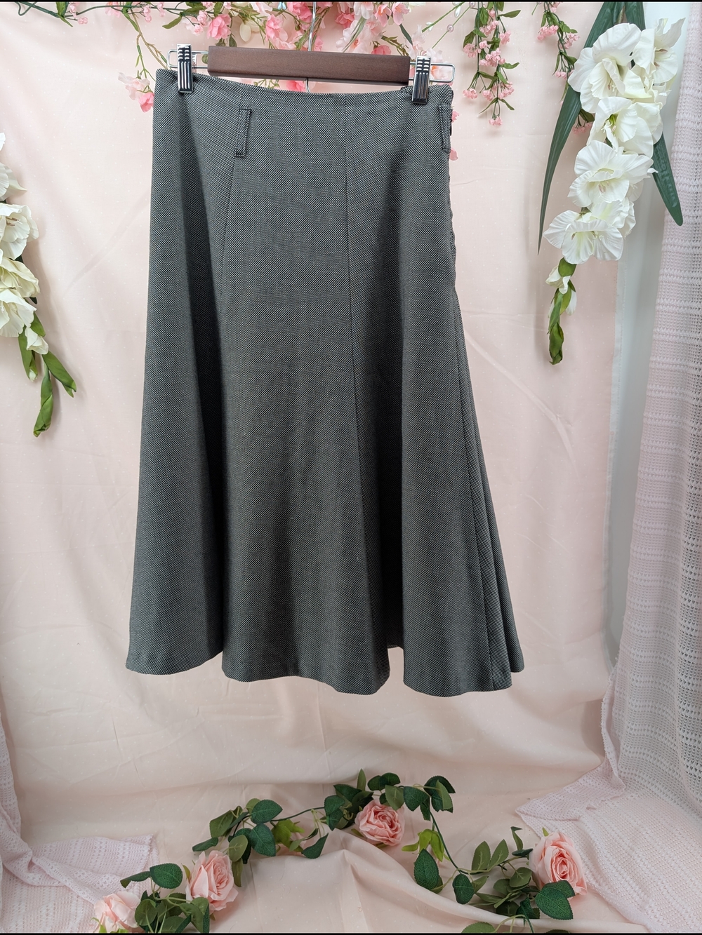 Grace Elements Gray A-Line Midi Skirt